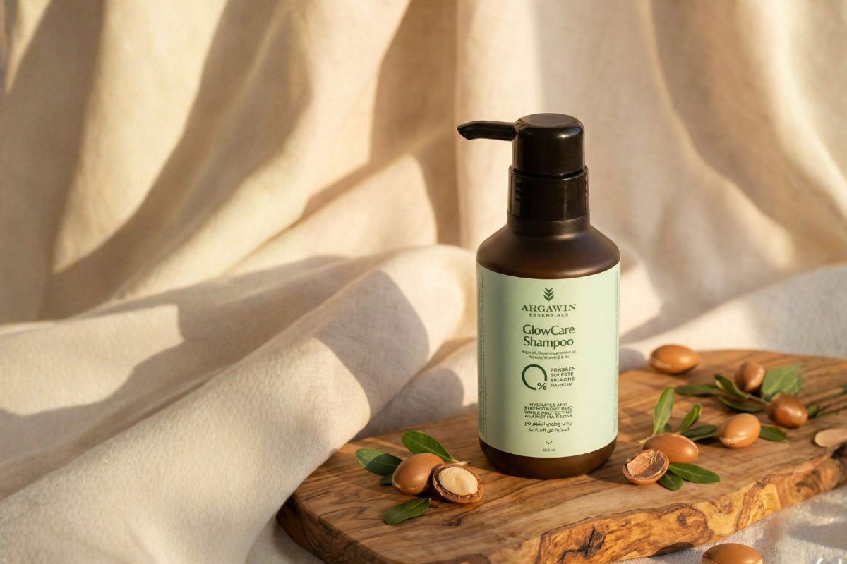 GlowCare Shampoo Argawin huile argan sur pierre naturelle